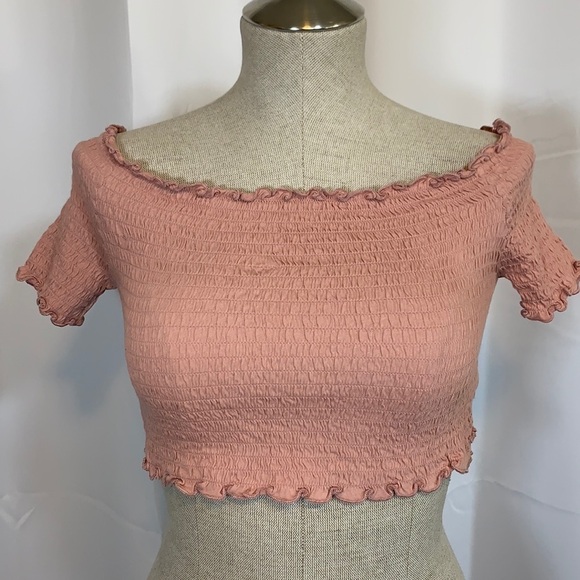 Ambiance Stretch Crop Top Pink Size Large Style#71053 - Picture 1 of 6